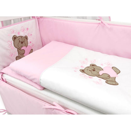 Beistellbett für Mädchen mit rosa Bezug und Bärchen-Dekor