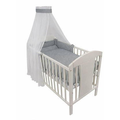 4-teiliges Babybettwäsche-Set in Grau mit weißen Punkten für Kinderbetten 120x60 cm und 140x70 cm