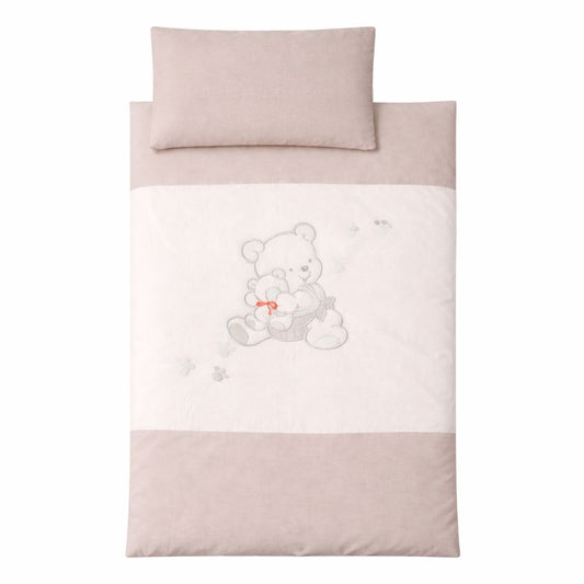 Babybettwäsche Set 4-teilig bestickt – für Beistellbett, Wiege & Kinderwagen