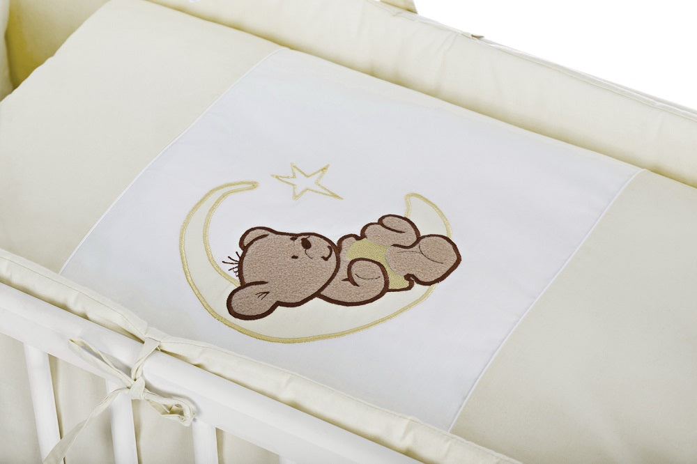 Bär auf Mond Creme Baby Beistellbett komplett inkl. Krabbeldecke - babyhafen.de 