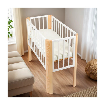 Babyhafen Baby Beistellbett 2in1, weiß-natur, Matratze - babyhafen.de 