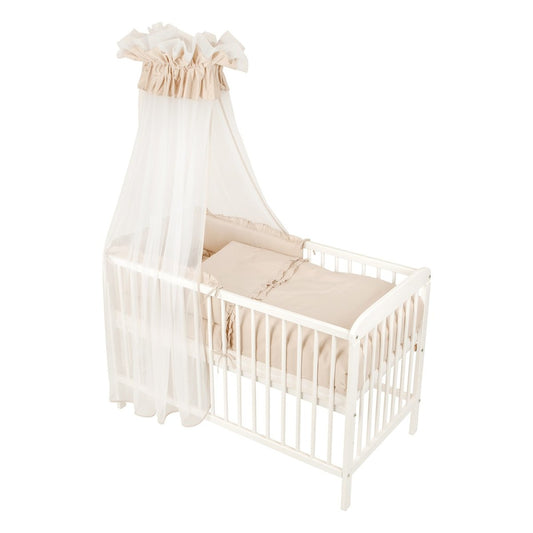 Kinderbett 60 × 120 Komplettset Royal Rüsche Beige