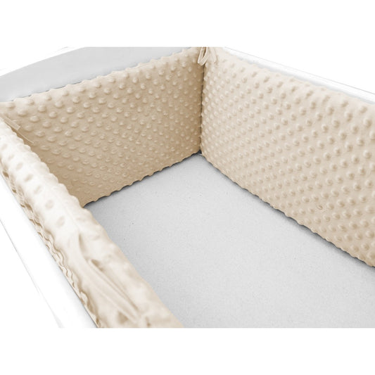 Babyhafen Babybett Beistellbett mit Nestchen Minky Beige – weiche Bettumrandung