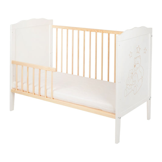 Komplettbett 60 × 120 White & Natur Schutzgitter