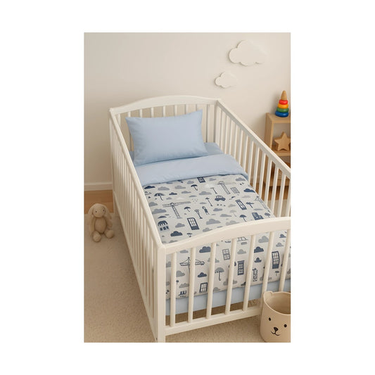 Baby Bettwäsche Set 4-tlg. Baustelle Motiv – Baumwolle mit Füllung - babyhafen.de 