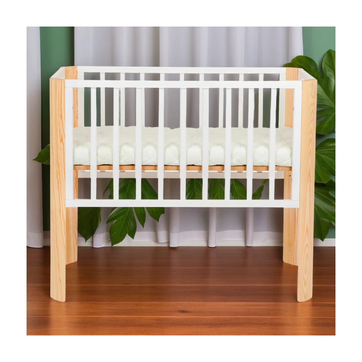 Babyhafen Baby Beistellbett 2in1, weiß-natur, Matratze - babyhafen.de 