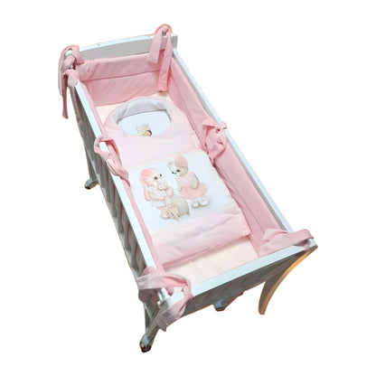 Beistellbett Baby weiß mit rosa Bio Baumwolle Nestchen & Matratze - babyhafen.de 