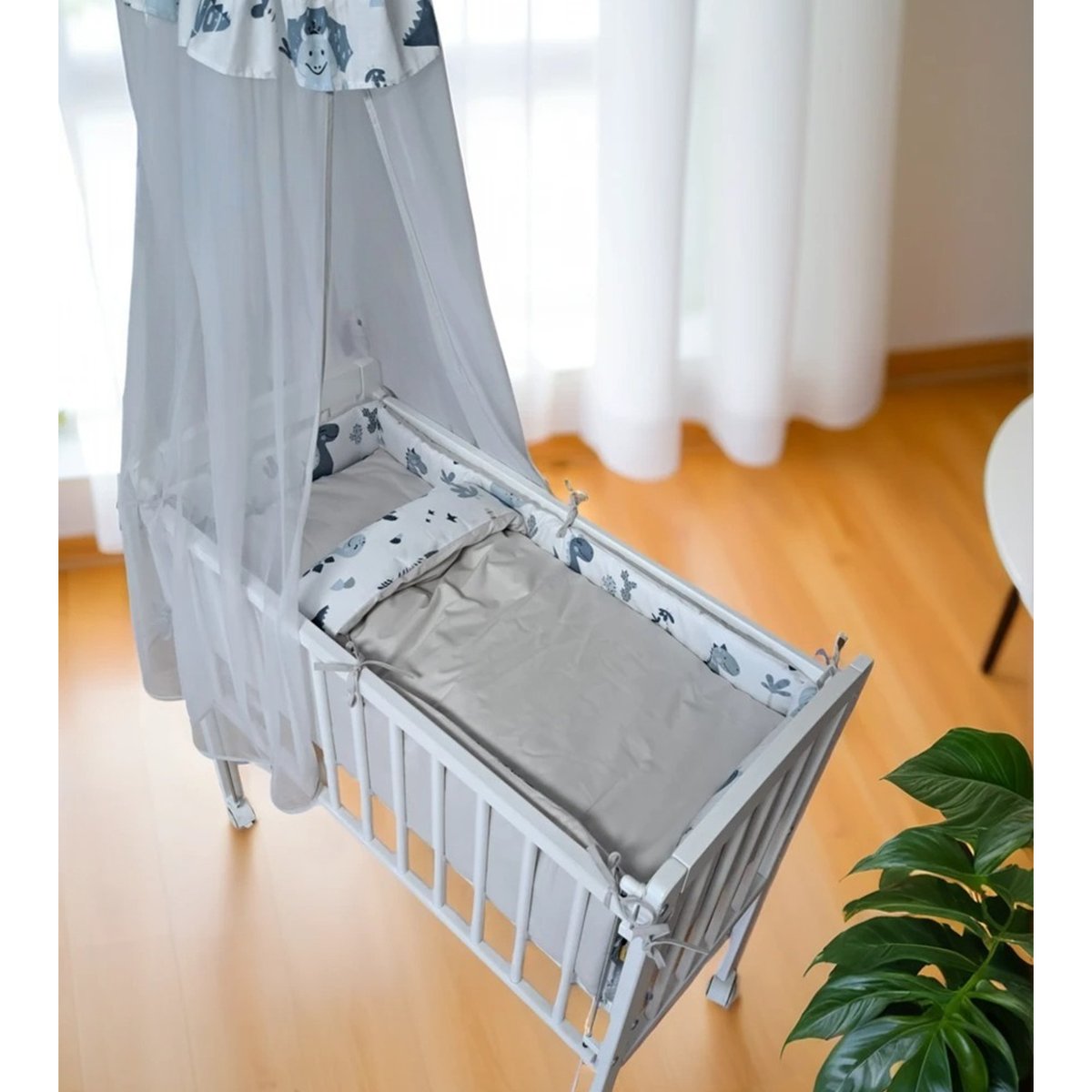 Beistellbett Baby Vollausstattung Dino in Blau - babyhafen.de 