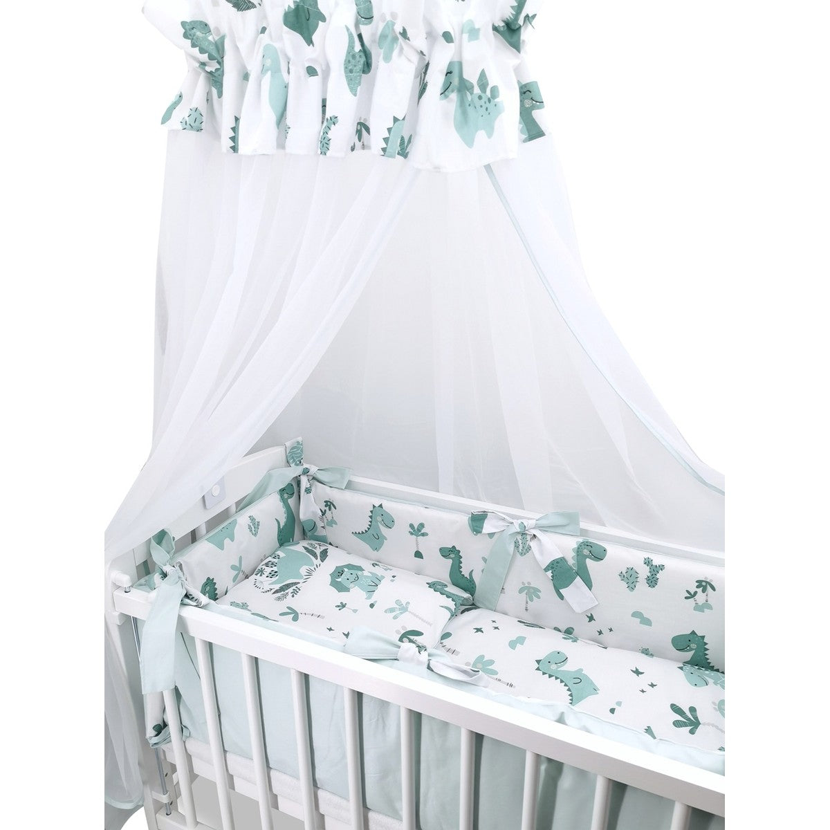 Komplett Babybett mit Dino-Design in Grün und Himmel