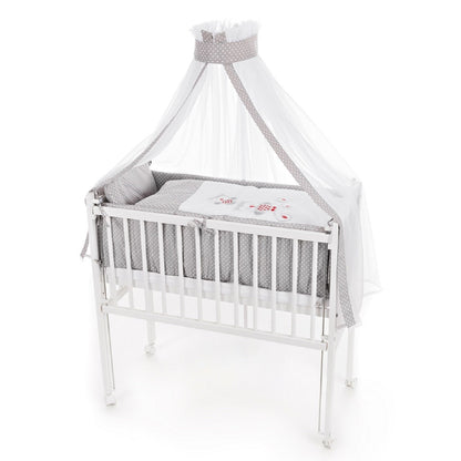 Beistellbett mit Matratze & Nestchen – Eulenmotiv Grau - babyhafen.de 