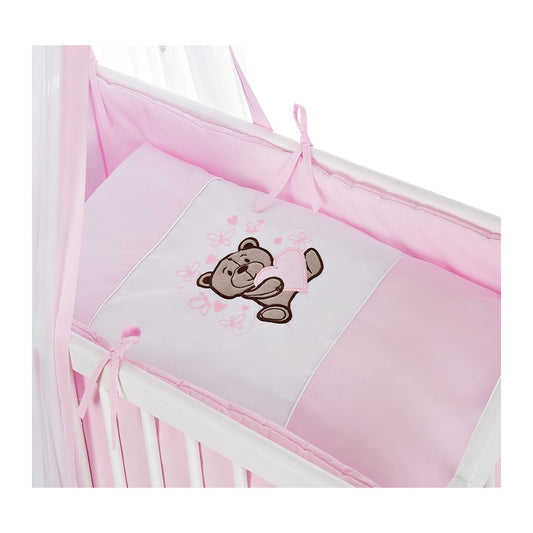 Babyhafen Beistellbett Komplettbett Rosa mit Teddy Bär und Schmetterlinge Bettwäsche