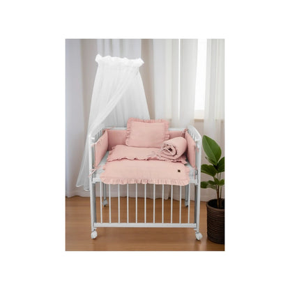 Beistellbett 3in1 90x40 – Matratze & Musselin-Set Rosa | Babyhafen - babyhafen.de 