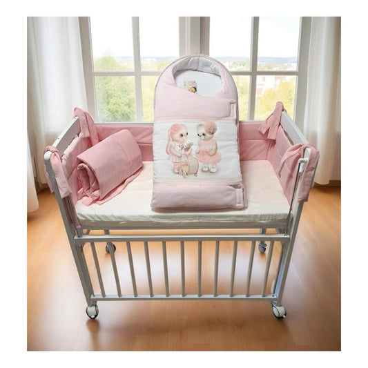 Beistellbett Baby weiß mit rosa Bio Baumwolle Nest & Matratze - babyhafen.de 