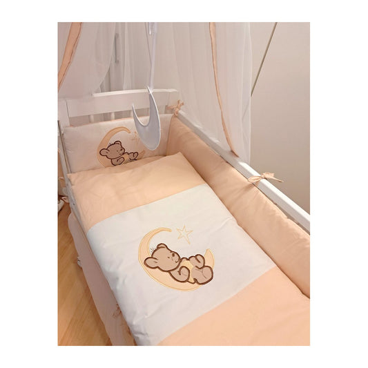 Babyhafen Beistellbett Komplettbett Beige – Bär auf dem Mond - babyhafen.de 