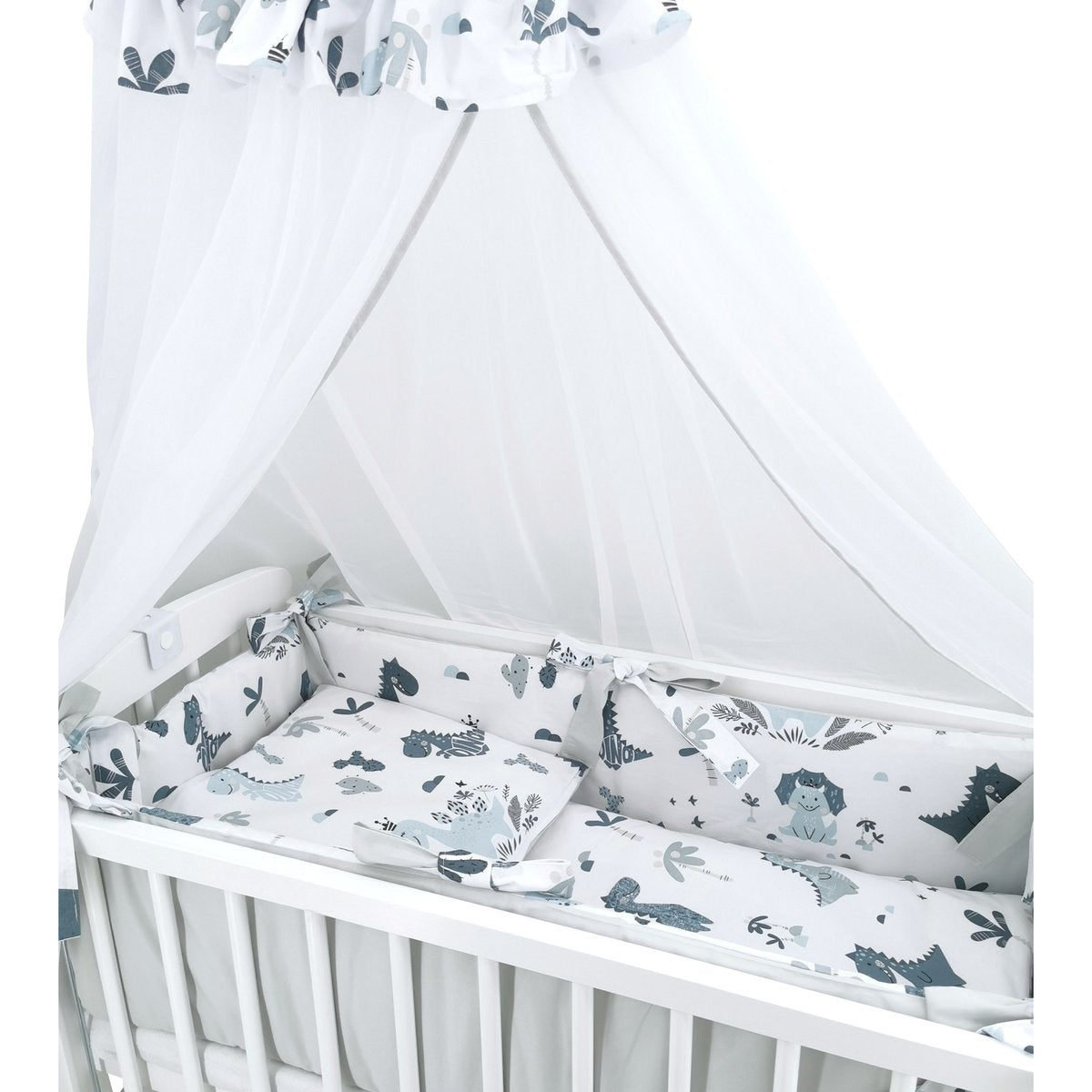 Beistellbett Baby Vollausstattung Dino in Blau - babyhafen.de 
