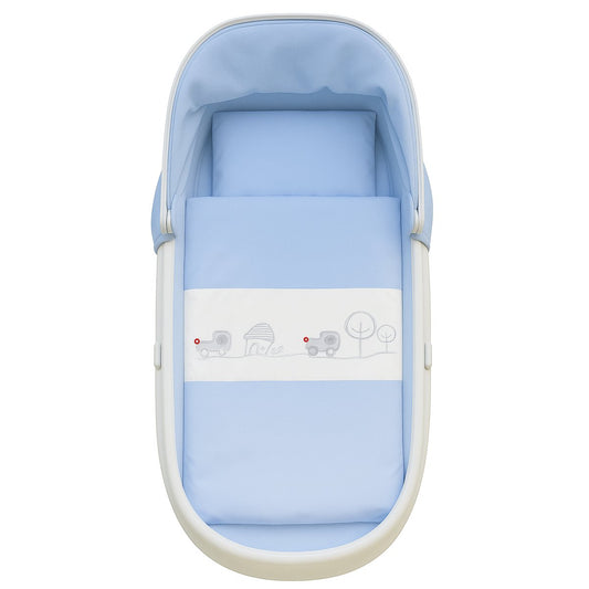 Baby Garnitur für Kinderwagen mit Stickerei Blau - babyhafen.de 