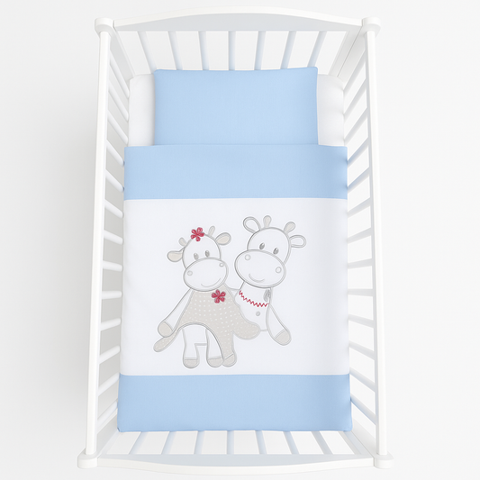 2-tlg. Bettbezüge 120×90, mit Stickerei Happy Giraffes - babyhafen.de 