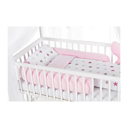 Hausbett Kinderbett 120x60 Matratze Minky Bettset Sterne Rosa - babyhafen.de 