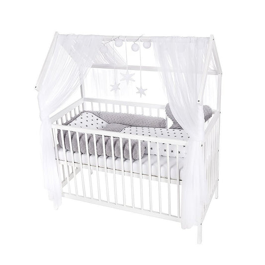 Hausbett Kinderbett 120x60 Matratze Minky Bettset Sterne