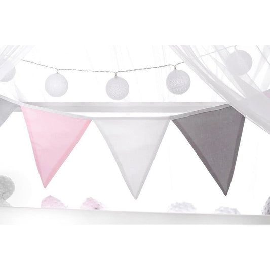 Tüll-Set für Hausbett Grau-Weiß-Rosa - babyhafen.de 