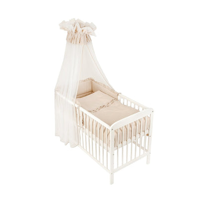 Kinderbett 60 × 120 Komplettset Royal Rüsche Beige