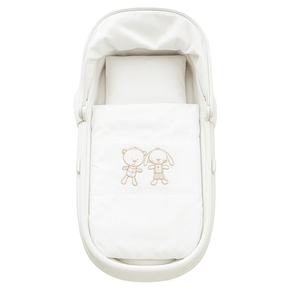 Baby Garnitur für Kinderwagen mit Stickerei Weiß - babyhafen.de 