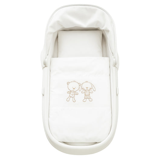 Baby Garnitur für Kinderwagen mit Stickerei Weiß - babyhafen.de 
