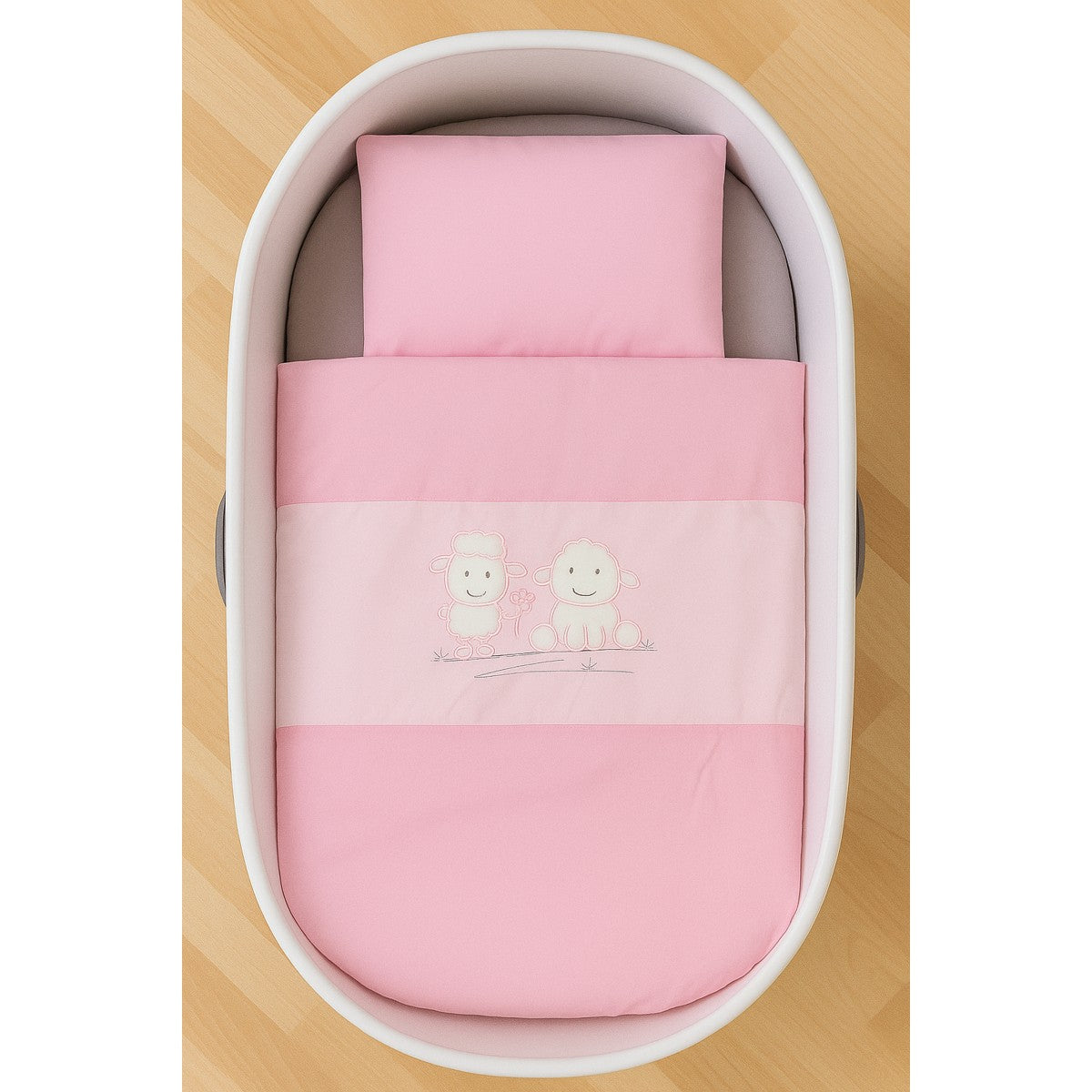 Baby Garnitur für Kinderwagen mit Stickerei Rosa - babyhafen.de 