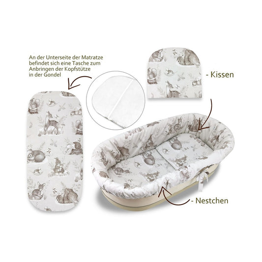 3-tlg. Umrandung für Kinderwagen-Bezug Wald - babyhafen.de 