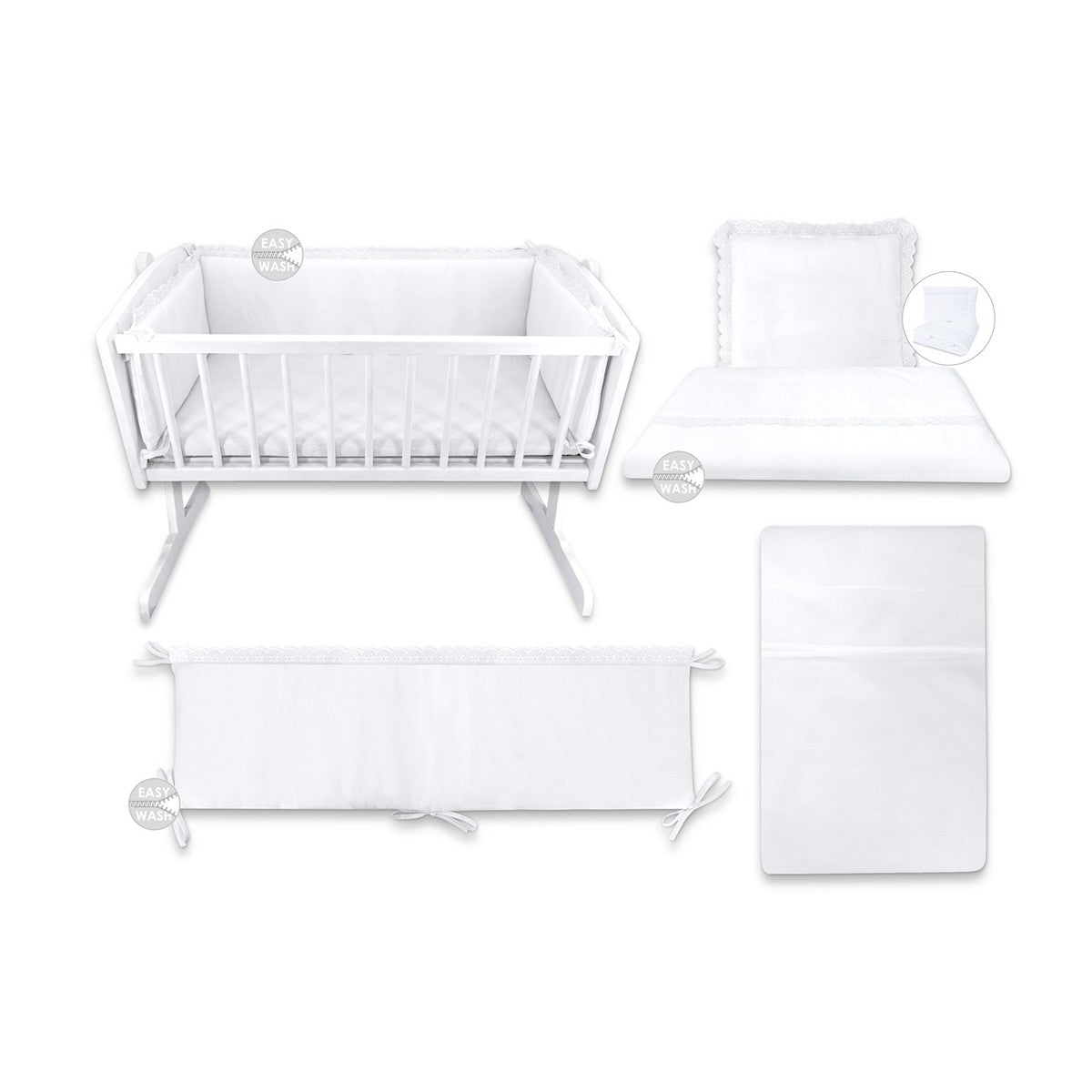Wiegenset Royal Weiß Spitze (ohne Wiege) - babyhafen.de 