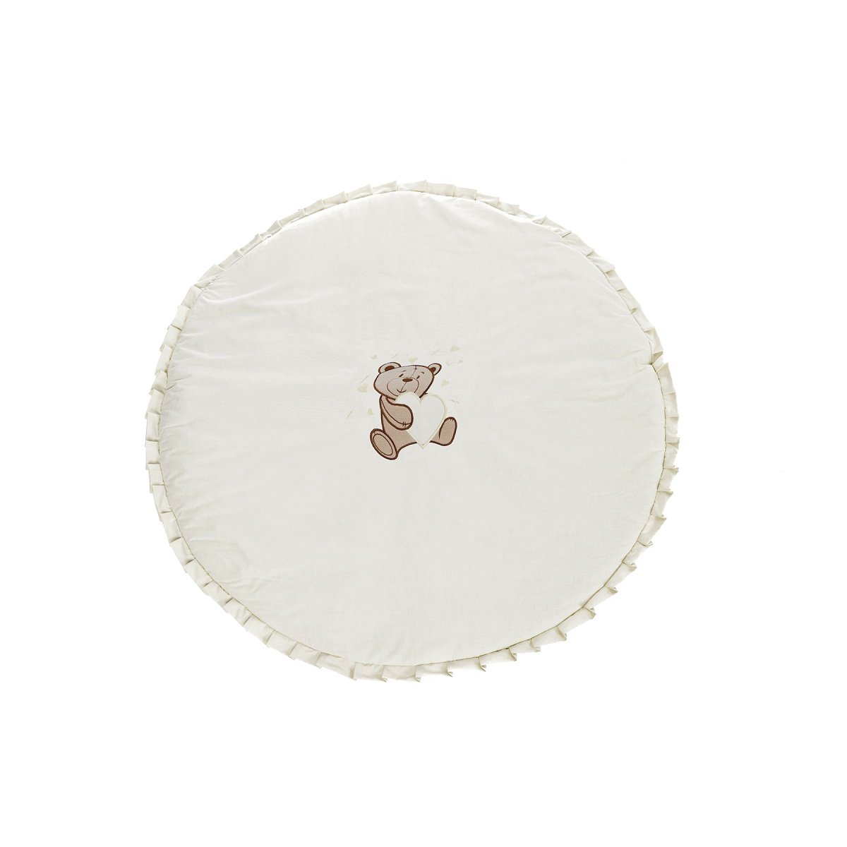 Runde Baby Spieldecke aus Baumwolle mit Teddybär und Schmetterlingen in Beige