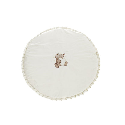 Runde Baby Spieldecke aus Baumwolle mit Teddybär und Schmetterlingen in Beige