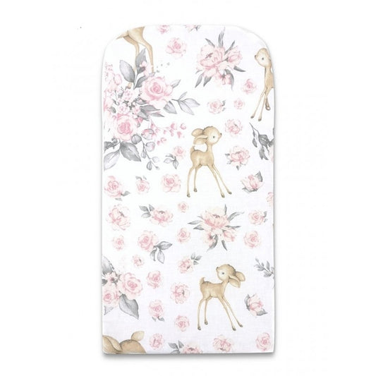 Babynest Matratze 60 × 32 cm mit Rehmotiv in Rosa aus Baumwolle