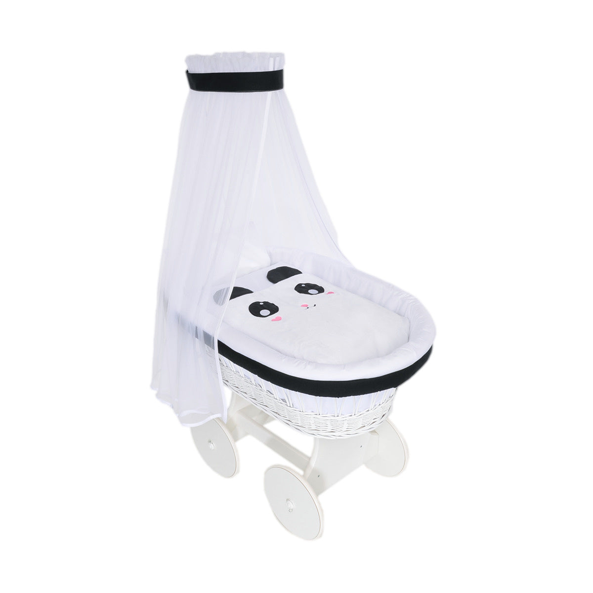 Stubenwagengarnitur Panda 7-teilig von Babyhafen mit Baldachin