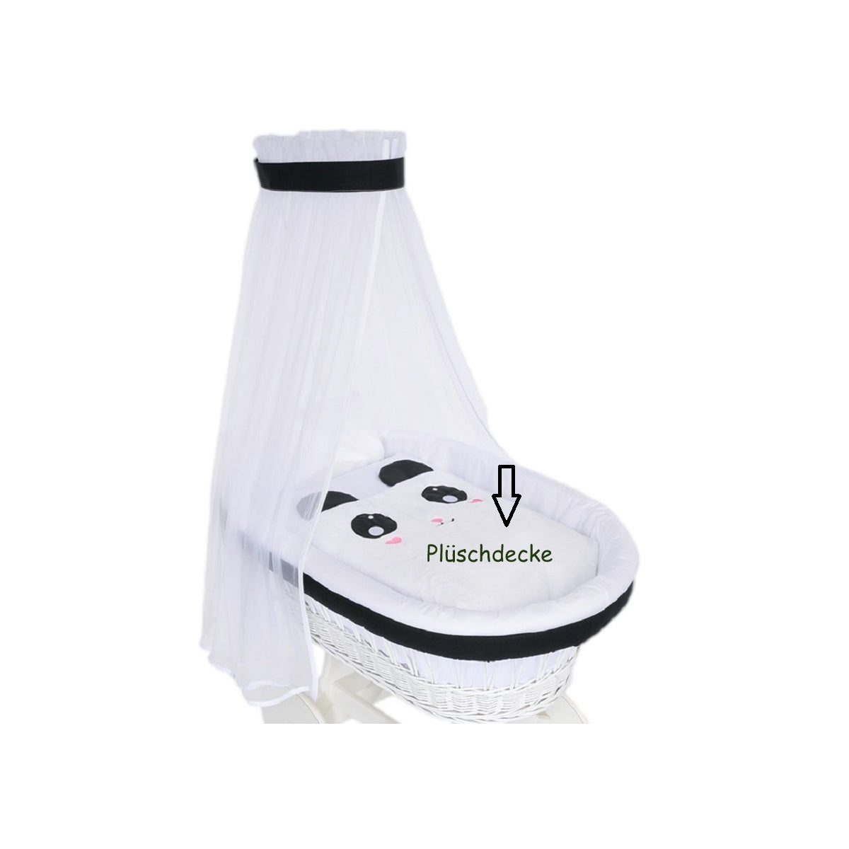 Detailansicht Plüschdecke der Stubenwagengarnitur Panda von Babyhafen