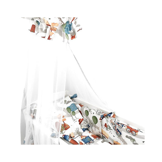 Babybettwäsche Set bunt Tiere und Eisenbahn Motiv Babyzimmer