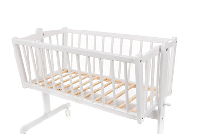 Babywiege weiß mit Matratze Rollen - babyhafen.de 