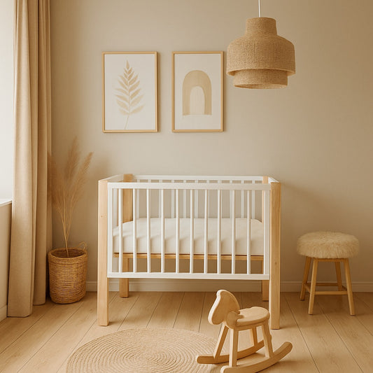 Beistellbett aus Holz in Natur-Weiß für Neugeborene