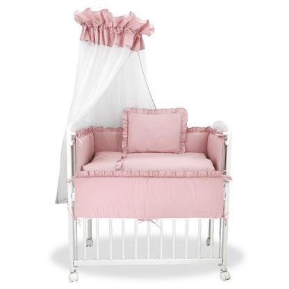 3in1 Beistellbett Baby 90x40 Royal Rosa Spitze mit Baldachin und Bettwäsche