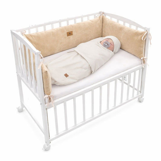 Beistellbett 40x90 Komplett Set Beige mit Nestchen und Pucktuch inkl Mütze