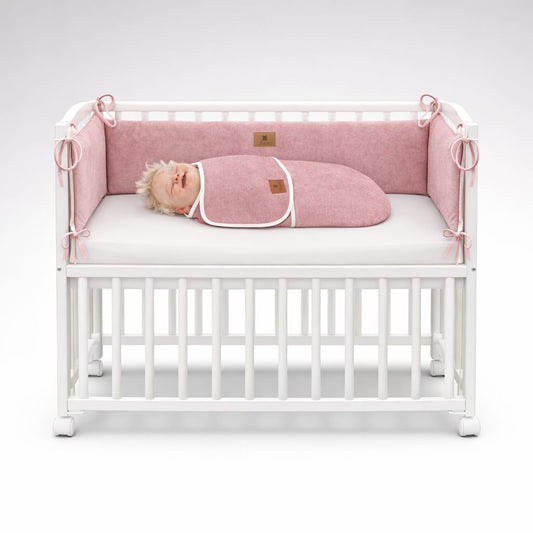 Beistellbett 40x90 Komplett Set mit Nestchen und Pucktuch Himbeere