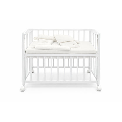 Beistellbett 40x90 Komplettset – mit Matratze & Musselin Set in Weiß