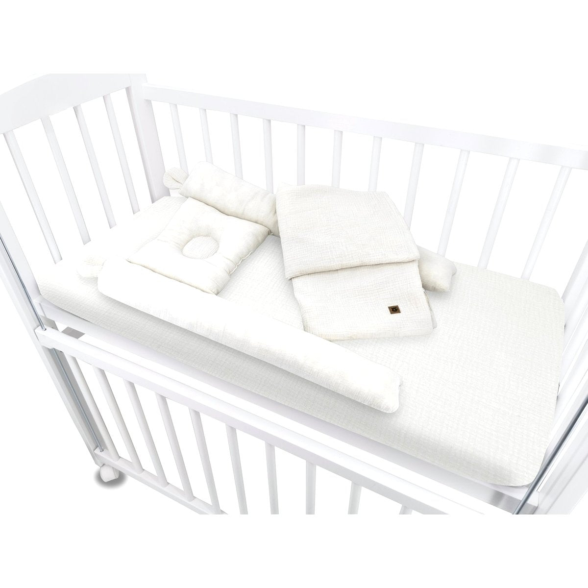 Beistellbett 40x90 Komplettset mit Matratze, Babynest und Musselin Spannbettlaken