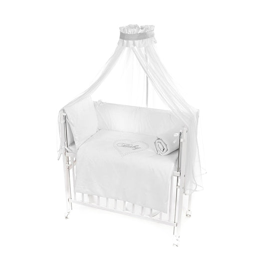 Beistellbett 40x90 cm Weiß Komplettbett mit Himmel, Matratze, Rollen und Schleifen für Baby