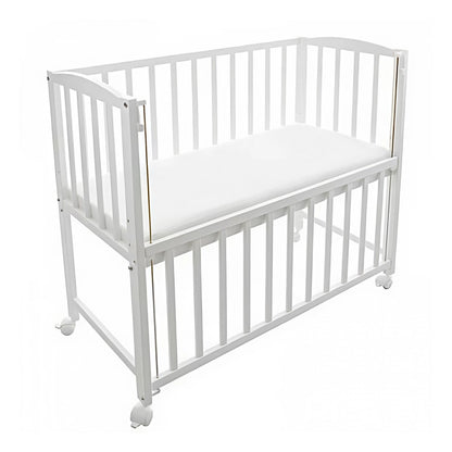 Beistellbett 40x90 weiß mit Matratze und Rollen