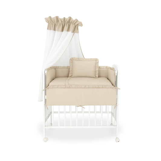 Babyhafen Beistellbett 90x40 Beige mit Himmel und Bettwaesche Set