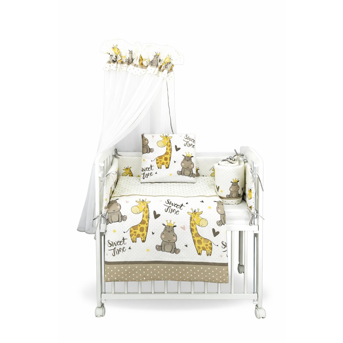 Beistellbett Baby 90x40 cm als Komplettset mit Matratze und Himmel im liebevollen Zoo-Design
