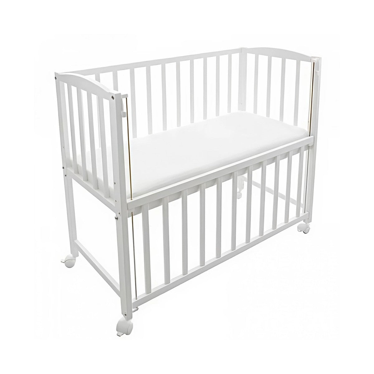 Beistellbett 90x40 Weiss aus Kiefernholz mit Matratze