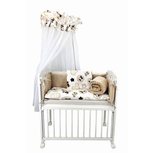 Beistellbett Baby 40 × 90 cm mit Himmel und Bettwaesche in Beige Nugatton