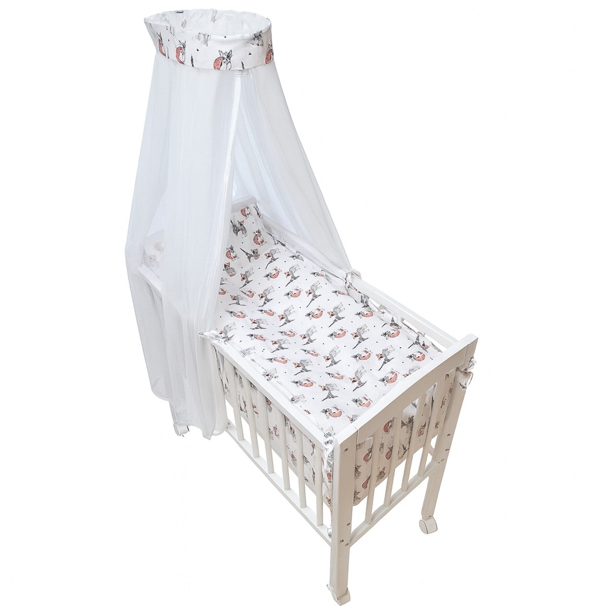 Beistellbett mit Bettwäsche Tiere in Paris aus Baumwolle und Himmel